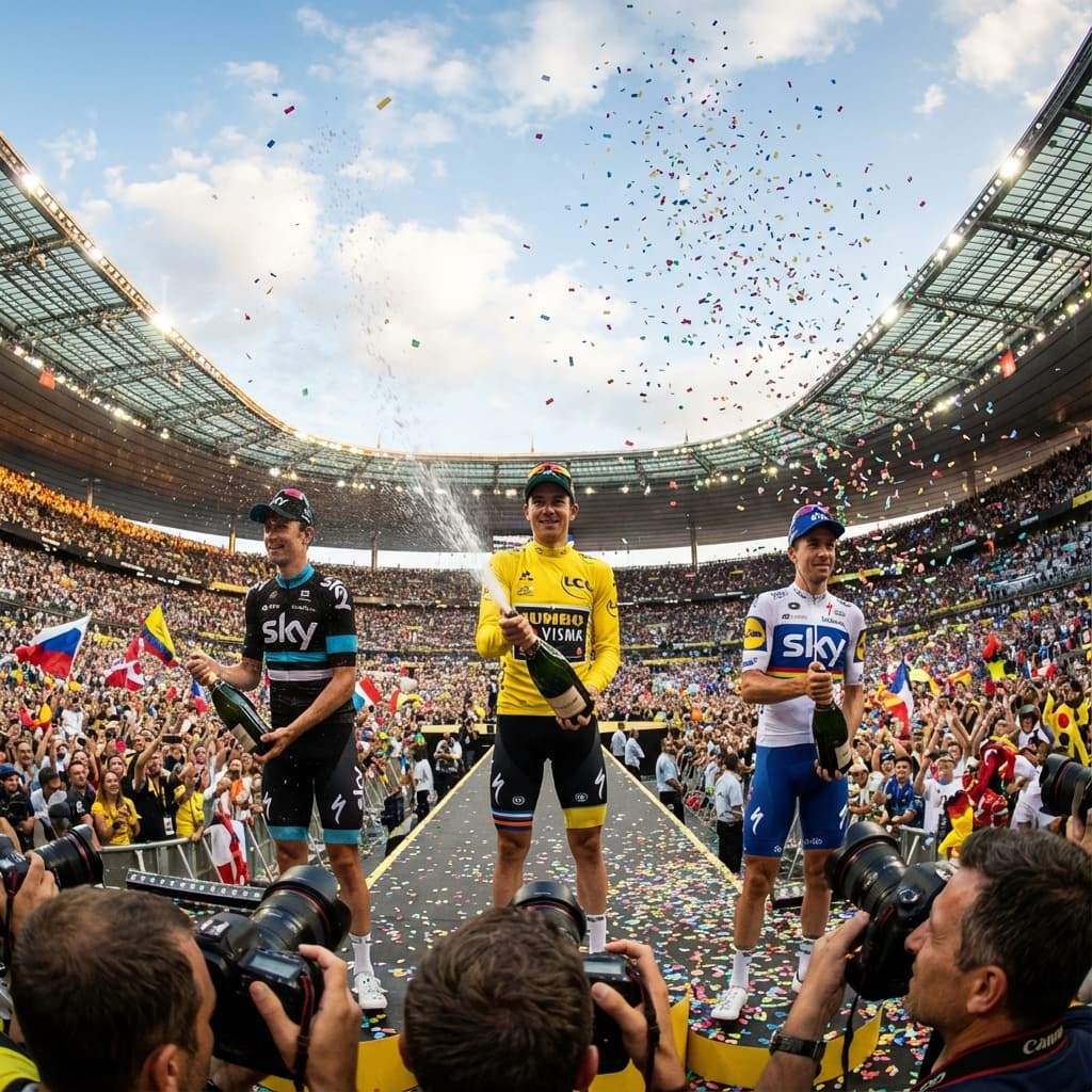 Cycling podium celebration